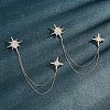  2Pcs Star with Tassel Chain Brooch Pin JEWB-NB0001-12-3