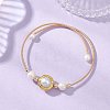 Natural Cultured Freshwater Pearl & Non-magnetic Synthetic Hematite Beaded Cuff Bangles for Women BJEW-JB14020-1