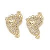 Brass Micro Pave Clear Cubic Zirconia Connector Charms KK-E068-VB033-2