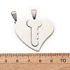 Valentine's Day 201 Stainless Steel Split Pendants STAS-F368-09P-3