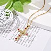 Fuchsia Cubic Zirconia Cross Pendant Necklace NJEW-JN04084-2