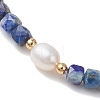 Natural Lapis Lazuli Cube Beads Stretch Bracelets for Women BJEW-JB13179-03-3