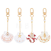 4Pcs 4 Styles Alloy Natural Sea Shell Flower with Starfish Pendant Decorations HJEW-PH02409-1