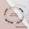 Natural & Synthetic Mixed Stone Heishi Beaded Bracelets with 304 Stainless Steel End Chains for Women YZ9262-5