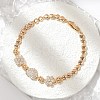 Brass Micro Pave Cubic Zirconia Chain Bracelets KK-R217-40G-1