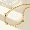 Brass Round Heart Beaded Necklaces NJEW-Z120-01G-1