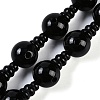 Natural Black Onyx 3-Hole Guru Beads Strands G-H064-E08-03B-1