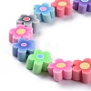 Handmade Flower Printed Polymer Clay Beads Strands X-CLAY-M003-07H-3