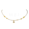 Alloy Enamel Bee Pendant Natural Citrine & Dyed Yellow Agate Faceted Round Beaded Necklaces NJEW-JN05735-2