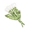 Electroplate Flower Shape Alloy & Imitation Pearl Lapel Pins for Backpack Clothes JEWB-B037-01B-3