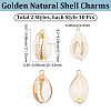 20Pcs 2 Colors Electroplated Natural Cowrie Shell Pendants SSHEL-BBC0001-05-2