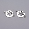 Tibetan Style Flat Round with Dog  Paw Print Alloy Links connectors X-TIBE-Q045-04AS-RS-2