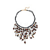 Bohemian Style Round Wood & CCB Beads Tassel Bib Necklaces WGF170D-01-5