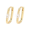 Oval Brass Micro Pave Clear Cubic Zirconia Hoop Earrings EJEW-H178-14G-4
