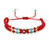 Multi-Layer Synthetic Turquoise& Brass Beaded Adjustable Bracelets CL9505-2-1