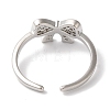 Bowknot Brass Micro Pave Clear Cubic Zirconia Open Cuff Rings for Women RJEW-C098-09P-3