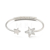 Star Brass Pave Clear Cubic Zirconia Open Cuff Bangles for Women BJEW-G704-03P-2