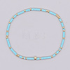 Bohemian Style Rainbow Glass & Brass Beaded Handmade Fashion Women's Bracelet QD2599-13-1