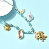 Summer Beach 304 Stainless Steel & Electroplated Natural Shell Pendant Adjustable Polyester Cord Necklaces for Women NJEW-F348-01E-G-2