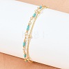 Synthetic Turquoise Multi-strand Bracelets KK-H299-04G-3