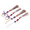 4Pcs 2 Style Independence Day Theme Hemp Rope Tassels Pendant Decorations HJEW-CF0001-19-2