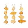 Natural Amber Chip with Round Electroplate Synthetic Non-magnetic Hematite Pendants PALLOY-JF05007-1