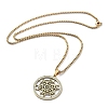 Crystal Rhinestone Flat Round with Hexgon Pendant Necklace with 304 Stainless Steel Box Chains NJEW-K253-11G-2
