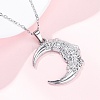 Moon with Flower 304 Stainless Steel Pendant Necklaces NJEW-H059-11P-1