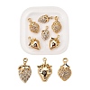 6Pcs Brass Micro Pave Clear Cubic Zirconia Charms KK-LS0001-41-2