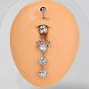 304 Stainless Steel Pave Clear Cubic Zirconia Curved Barbell Dangle Belly Rings FS-WG828D7-10-1