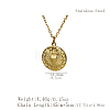 French Style Stainless Steel Flat Round with Cross Sacred Heart Pendant Necklaces for Women JI8984-1-4