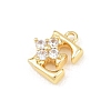 Brass Micro Pave Clear Cubic Zirconia Charms KK-Z151-18G-E-2