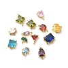 Brass Micro Pave Cubic Zirconia Connector Charms KK-F892-54G-1