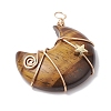 Natural Tiger Eye Copper Wire Wrapped Pendants PALLOY-JF02685-01-3