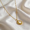 Natural Shell 304 Stainless Steel Oval Pendant Necklaces for Women WGF4A65-01-1