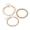 3Pcs 3 Styles Alloy Chain Bracelet Set for Women WG30D5A-02-2