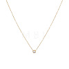 Simple Stainless Steel Pave Clear Cubic Zirconia Flat Round Pendant Necklaces for Women Daily Wear DS3684-2-1