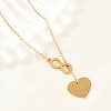 Adjustable 304 Stainless Steel Infinity Heart Pendant Lariat Necklaces NJEW-H093-04G-3