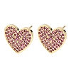 Heart Brass Micro Pave Cubic Zirconia Stud Earrings EJEW-H178-01G-6