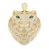 Brass Micro Pave Clear Cubic Zirconia Pendants KK-G431-27G-1