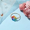 Flower Glass Finger Rings RJEW-JR00713-01-2