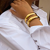 European Style 304 Stainless Steel Double Layers Open Cuff Bangles for Women EH8153-2
