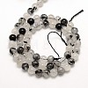 Natural Gemstone Black Rutilated Quartz Round Beads Strands X-G-E251-30-6mm-3