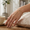 304 Stainless Steel Pave Flat Round Clear Cubic Zirconia Hand Chain Ring Bracelets for Women KK9979-2