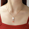 Christmas Alloy Enamel with Rhinestone Red Pendant Necklaces for Women FS-WGC0976-02-1