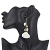Bohemian Style Natural Shell Dangle Earrings with Glass Pearl Beads EJEW-JE05546-4