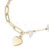 Natural White Moonstone Chip Bead & Brass Paperclip Chains Bracelets BJEW-JB12715-02-3