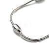 Tarnish Resistant 304 Stainless Steel Round Snake Chain Bracelet with Oval Beaded BJEW-E088-03P-2