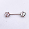 304 Stainless Steel Clear Cubic Zirconia Nipple Bar WG994A5-19-1