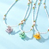 Handmade Lampwork Octopus Pendant Glass Seed Beaded Necklaces for Women NJEW-TA00217-1